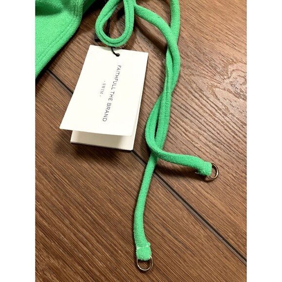 Faithfull the Brand NWT Andrea Bikini Bottom Plain Green Toweling (Sz L) - Picture 7 of 9